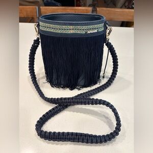 Navy Fringe Crossbody Bag